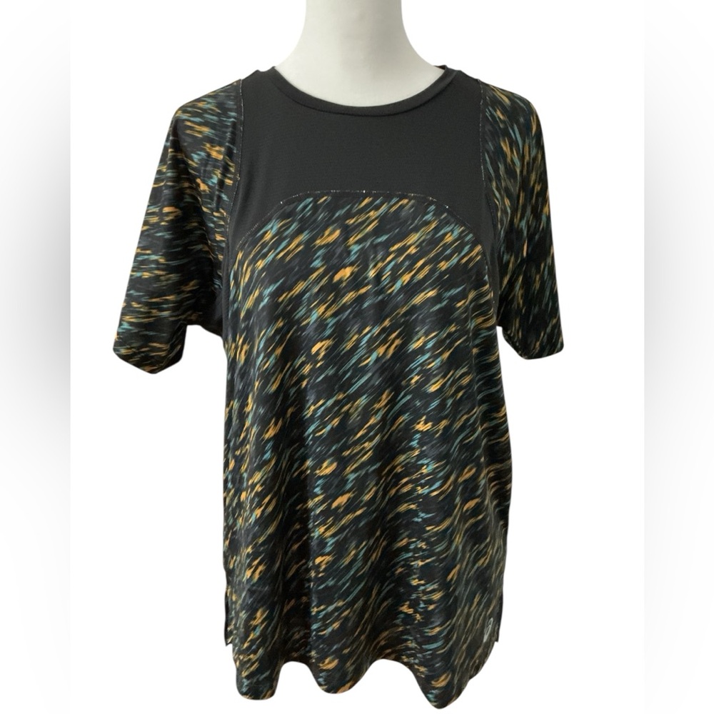 Asics Lyte Run Short Sleeve Athl. Wear Top Reg Fit Dryfit Black/Blue/ Gold L NWT